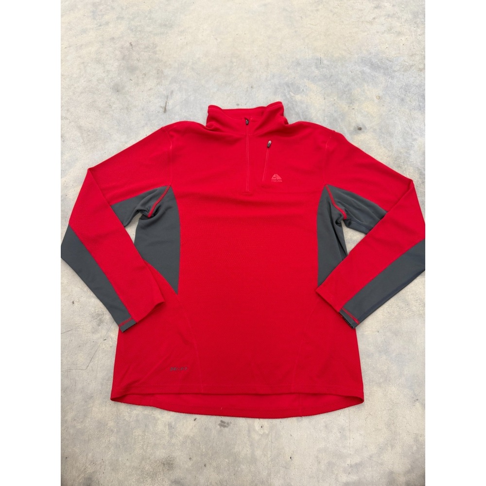 Nike ACG Dri-Fit Shirt Mens Large Red Gray Fleece 1/4 Zip Gorpcore Performance